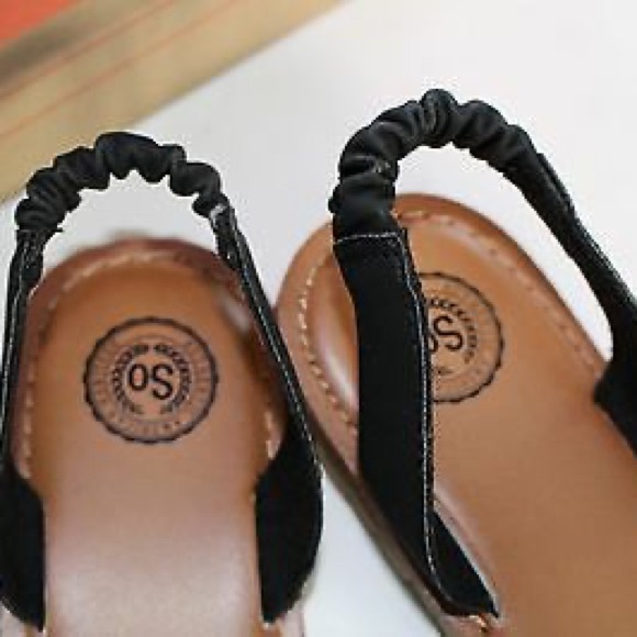 SO black slip on sling back sandals laser cut size 7 - Picture 3 of 7